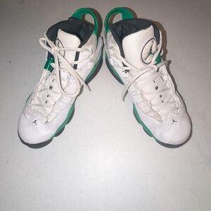Jordan White and Green Athletic Shoes